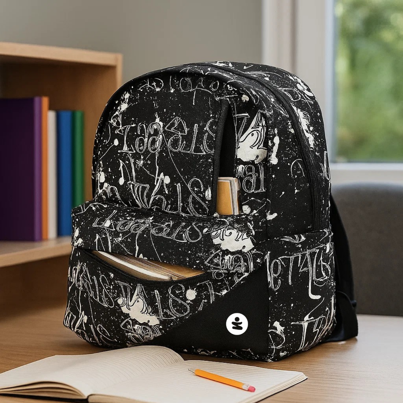 Zaino EVA Pro 2 Scomparti Skizzo Black BeSmart 43x32x19 cm | Zaino scuola rigido per cartolerie