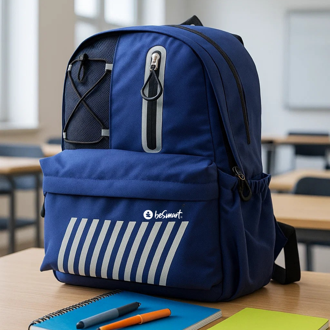 Zaino Pro 2 Scomparti North Blue BeSmart 43x32x19 cm | Zaino scuola resistente per cartolerie