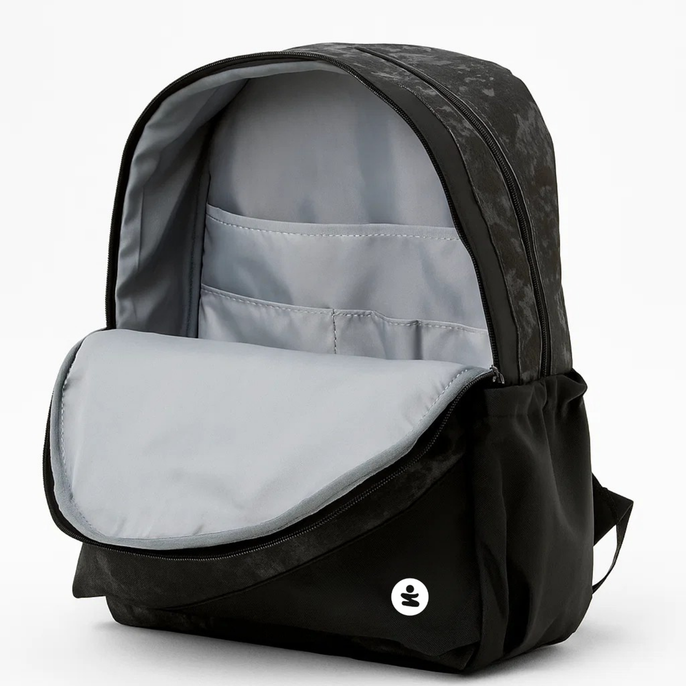 Zaino Pro 2 Scomparti Marble Nero BeSmart 43x32x19 cm | Zaino scuola capiente per cartolerie