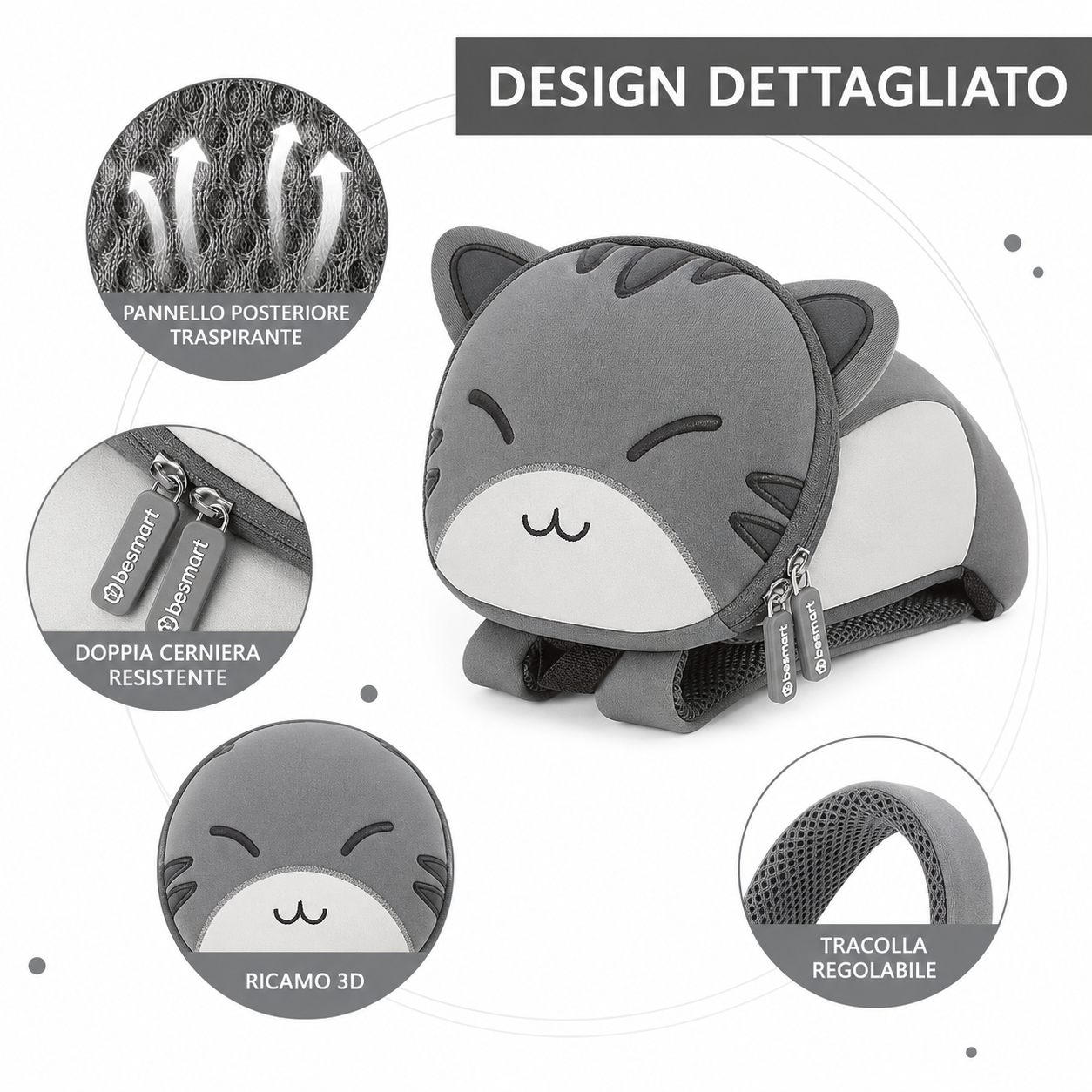 Zaino Asilo Bauletto Pet BeSmart Kids Neoprene 22x28x15 cm | Zainetto bambini assortito per cartolerie