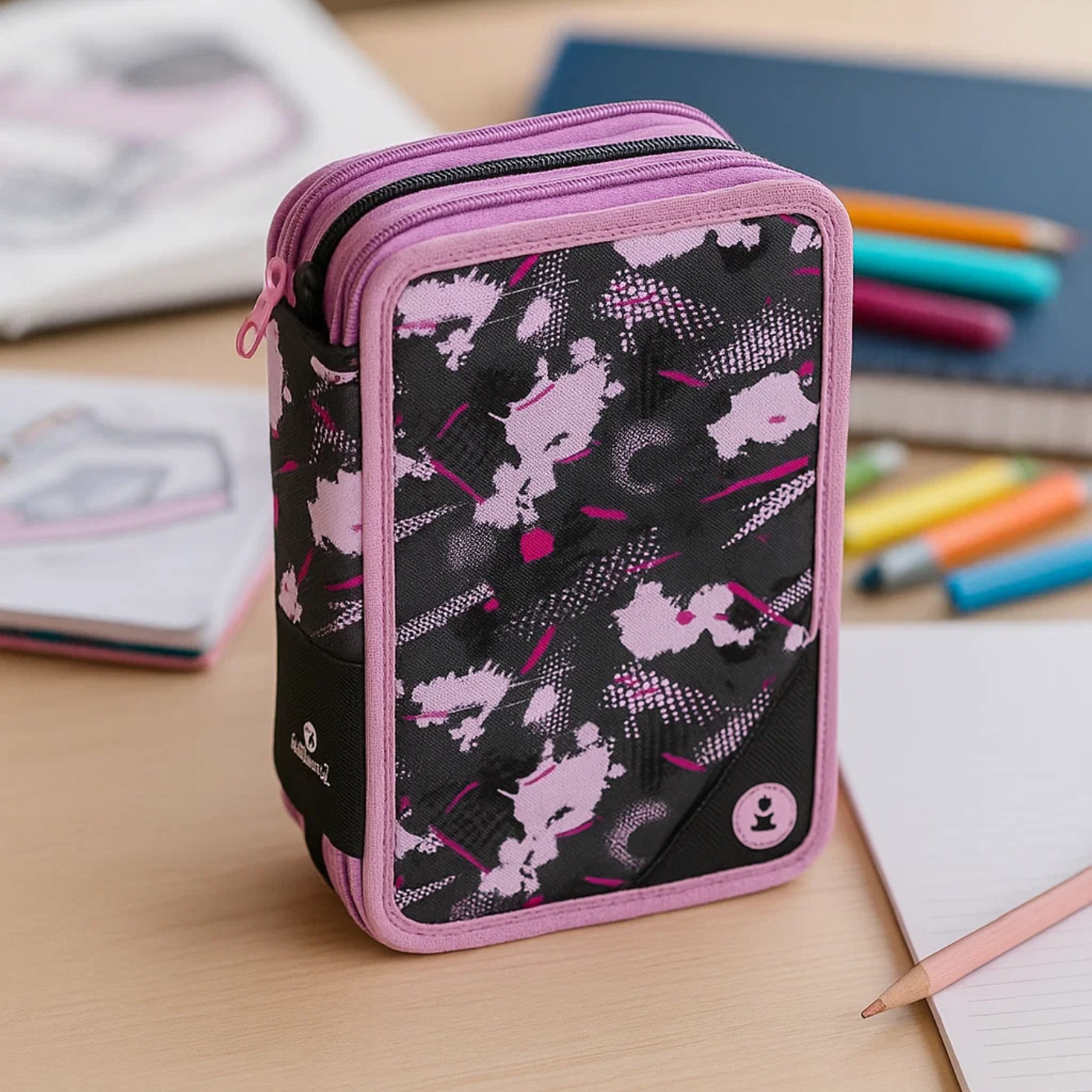 Astuccio triplo 18+18 abstract rosa Be Smart