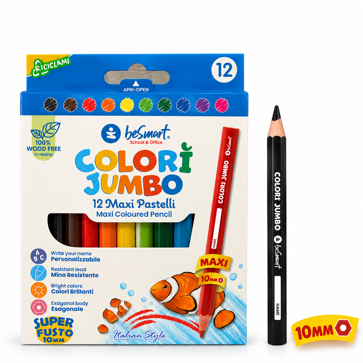 Box 12 pastelli jumbo Colorì Be Smart
