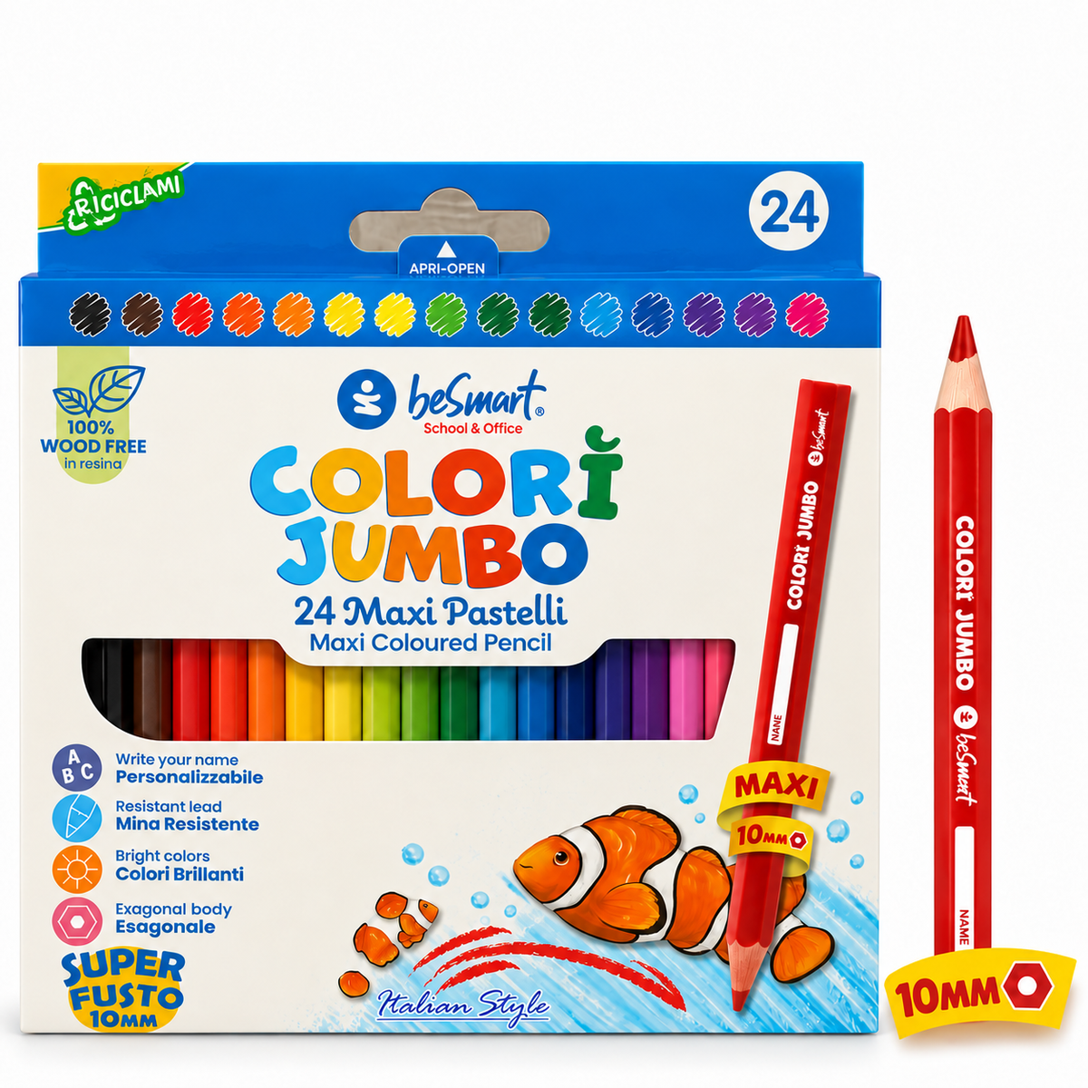 Box 24 pastelli jumbo Colorì Be Smart