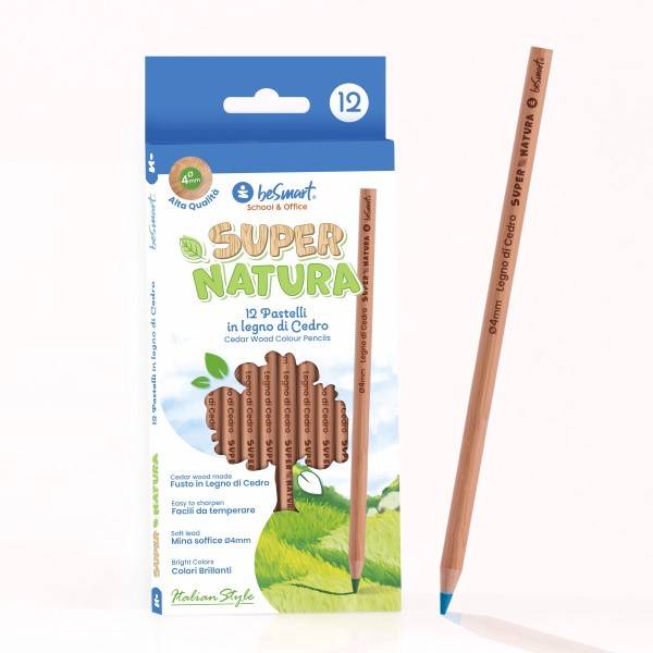 Box 12 pastelli legno super natura Be Smart
