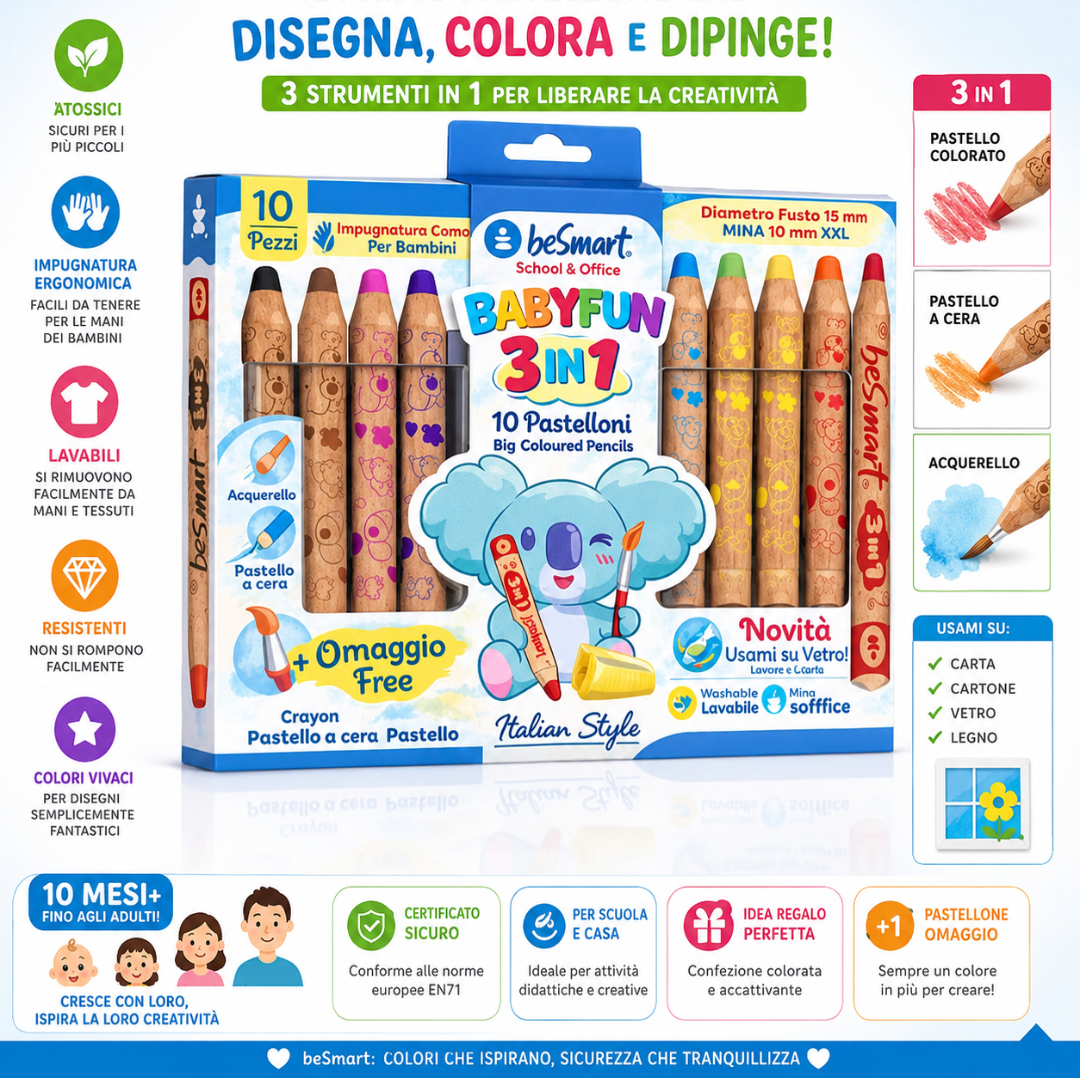 Box 10 Be Smart 3-in-1 Baby Fun Crayons