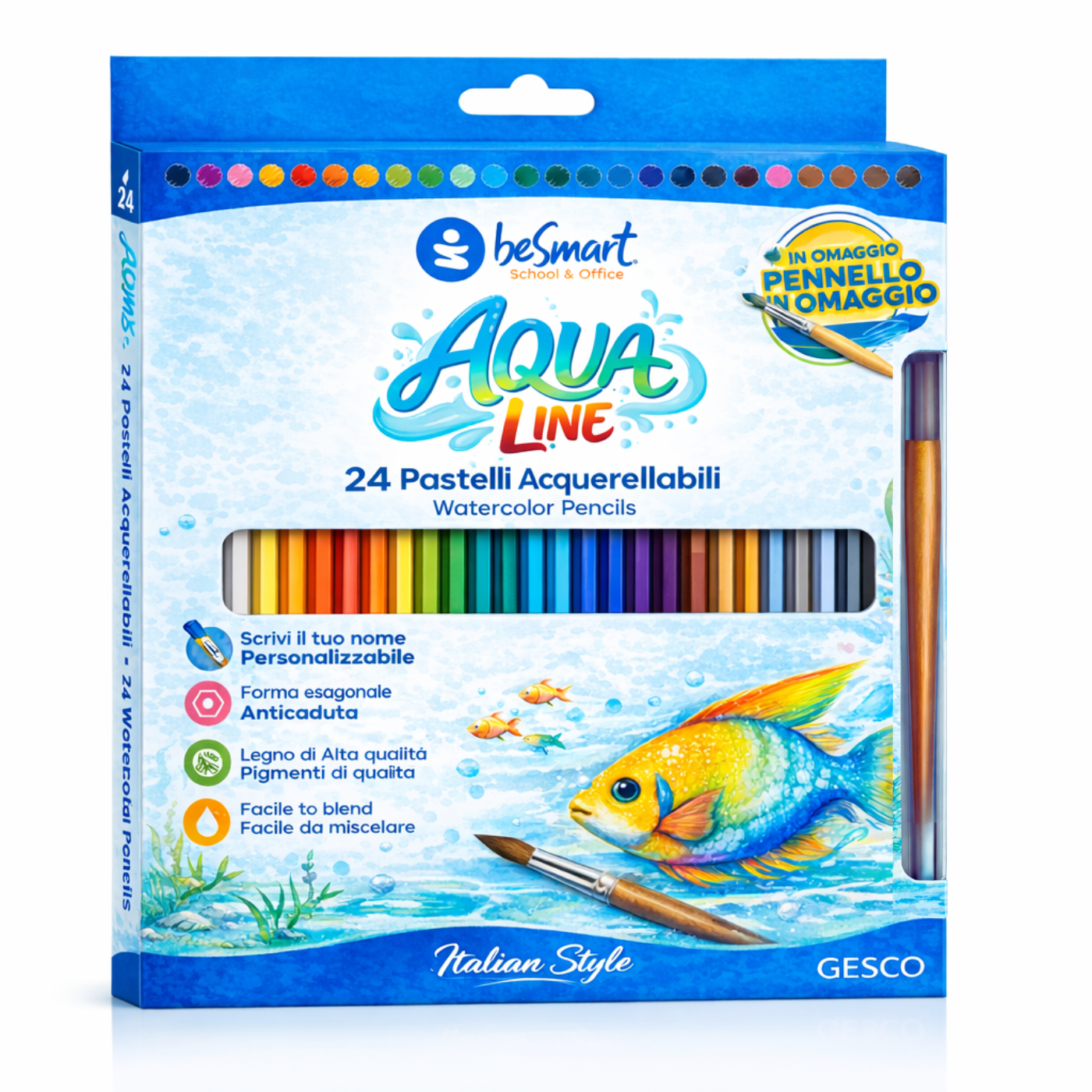 24 aqua line crayons Be Smart
