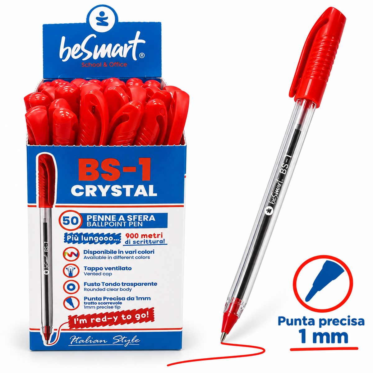 Box 50 penne BS1-crystal rossa Be Smart