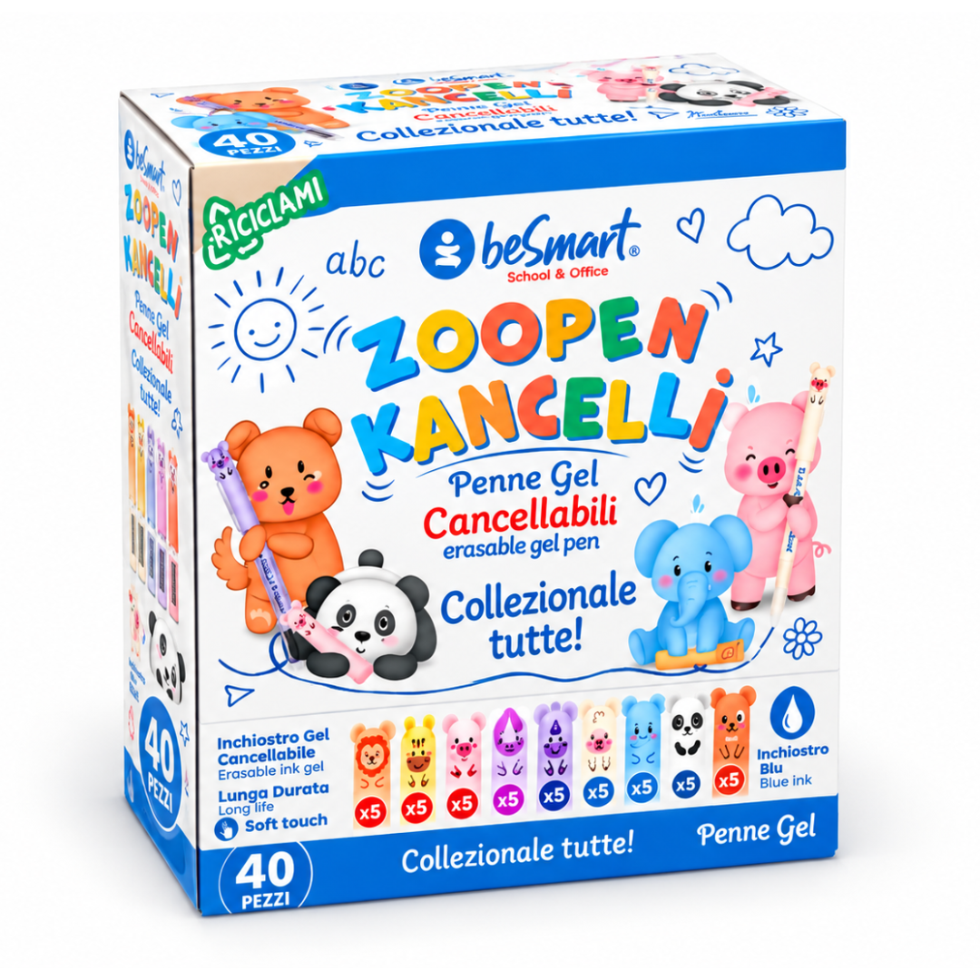 Zoopen kancelli' 2 colori assortiti in display 40 pezzi Be Smart