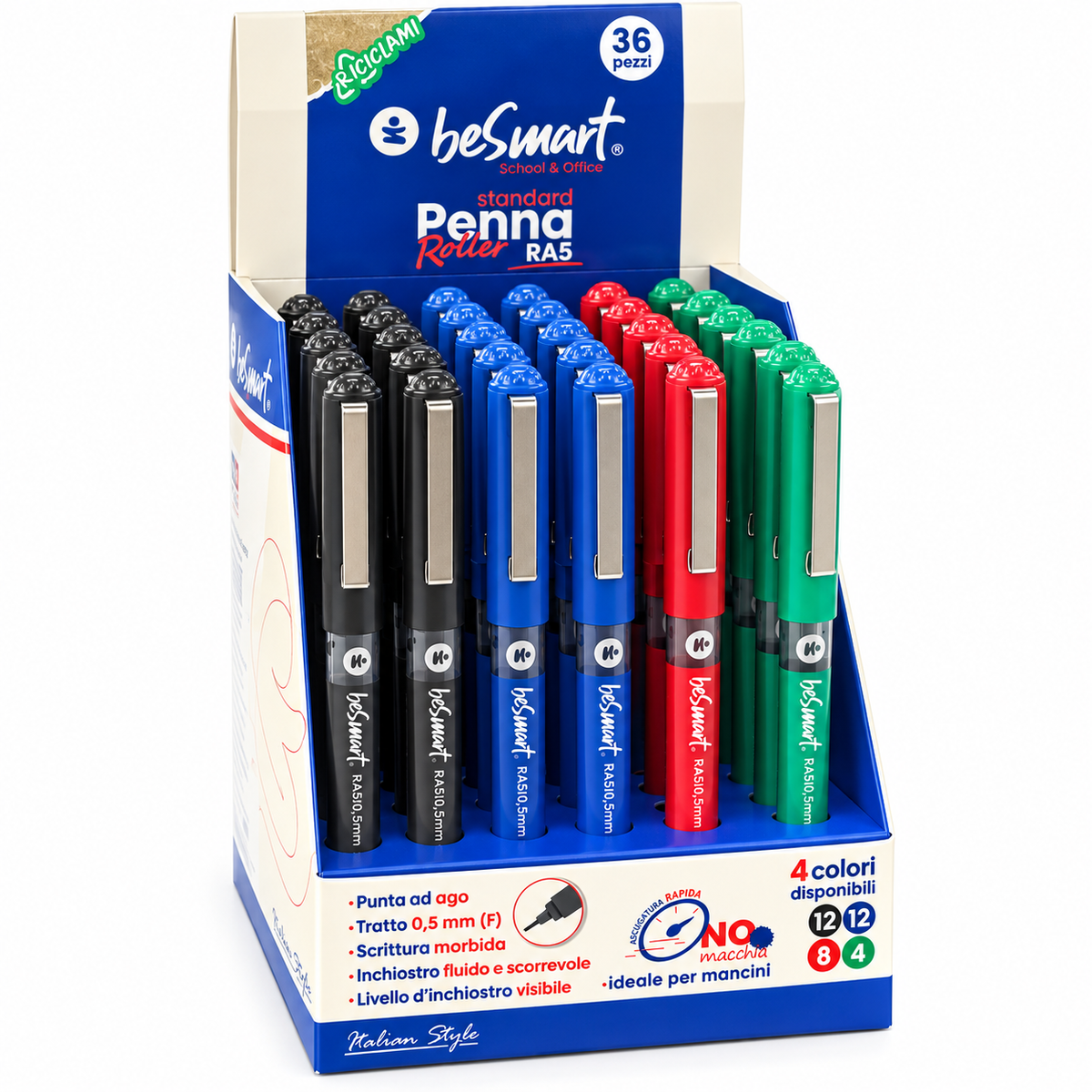 Penna roller RA5 in display 36 pezzi Be Smart