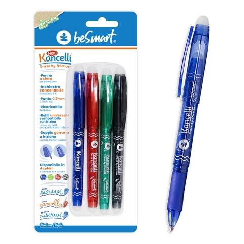 New kancelli' b/r/n/v in blister da 4 pezzi Be Smart