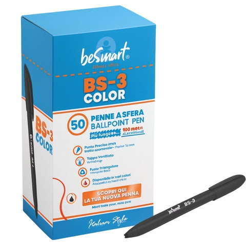 Box 50 penne BS3 color nera Be Smart