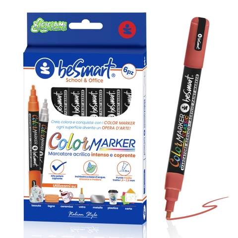 Color marker rosso 6 pezzi in box Be Smart