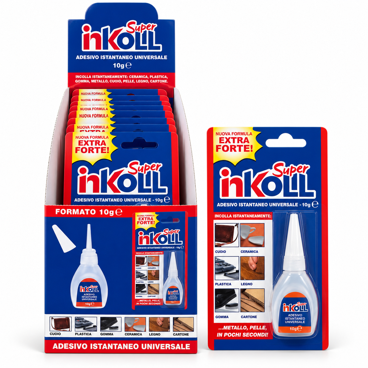 Super Inkoll 10 g – Colla Istantanea Universale in Blister Display Box da 12 Pezzi