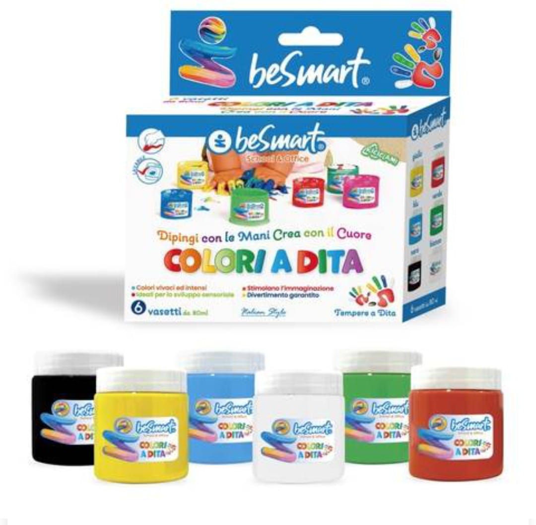 Valigetta 6 vasetti 80 ml colori a dita Be Smart