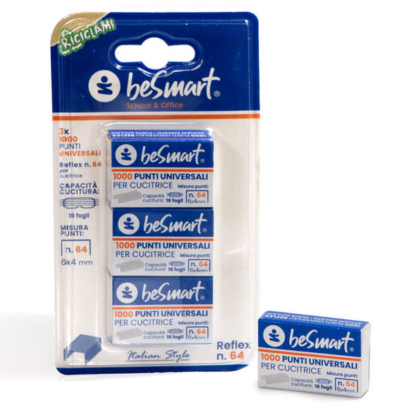 Punti universali reflex n.64 in blister 3 box da 1000 pezzi Be Smart