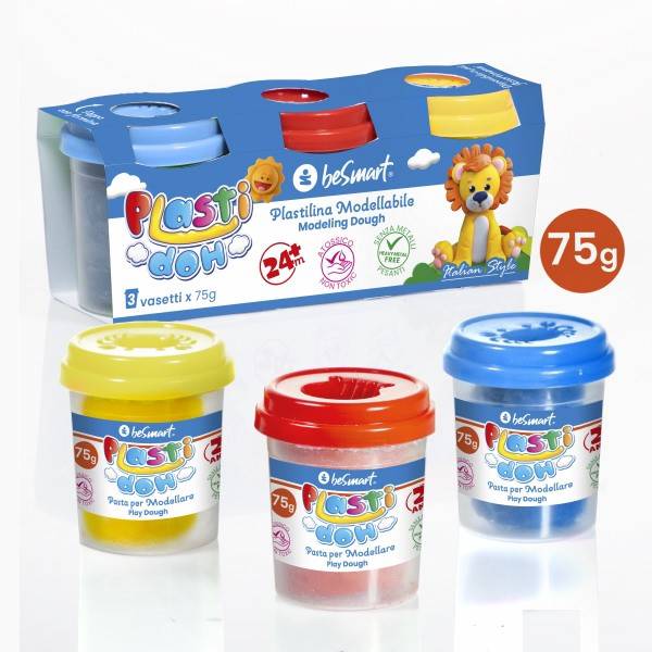Tris Plasti-Doh 75grx3 azzurro-rosso-giallo Be Smart