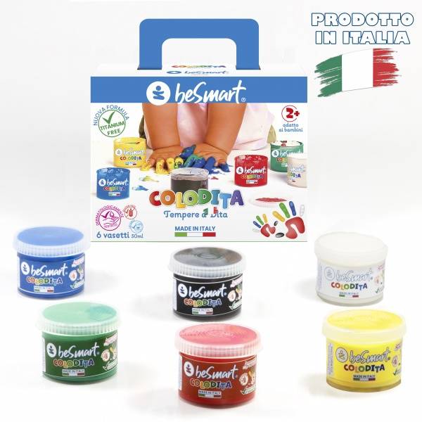 Valigetta 6 vasetti 50 ml colori a dita Be Smart