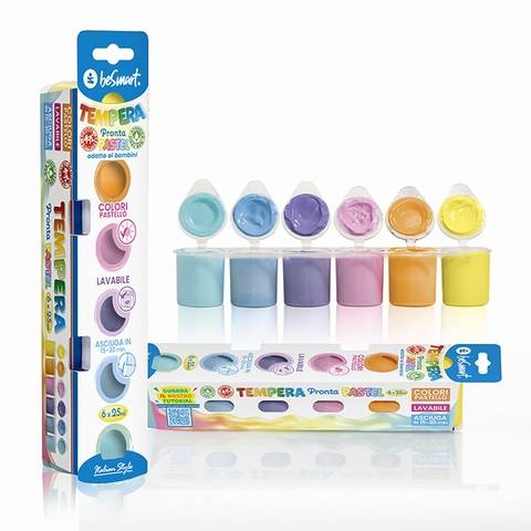 Tempera pronta 6x25 ml colori pastel Be Smart