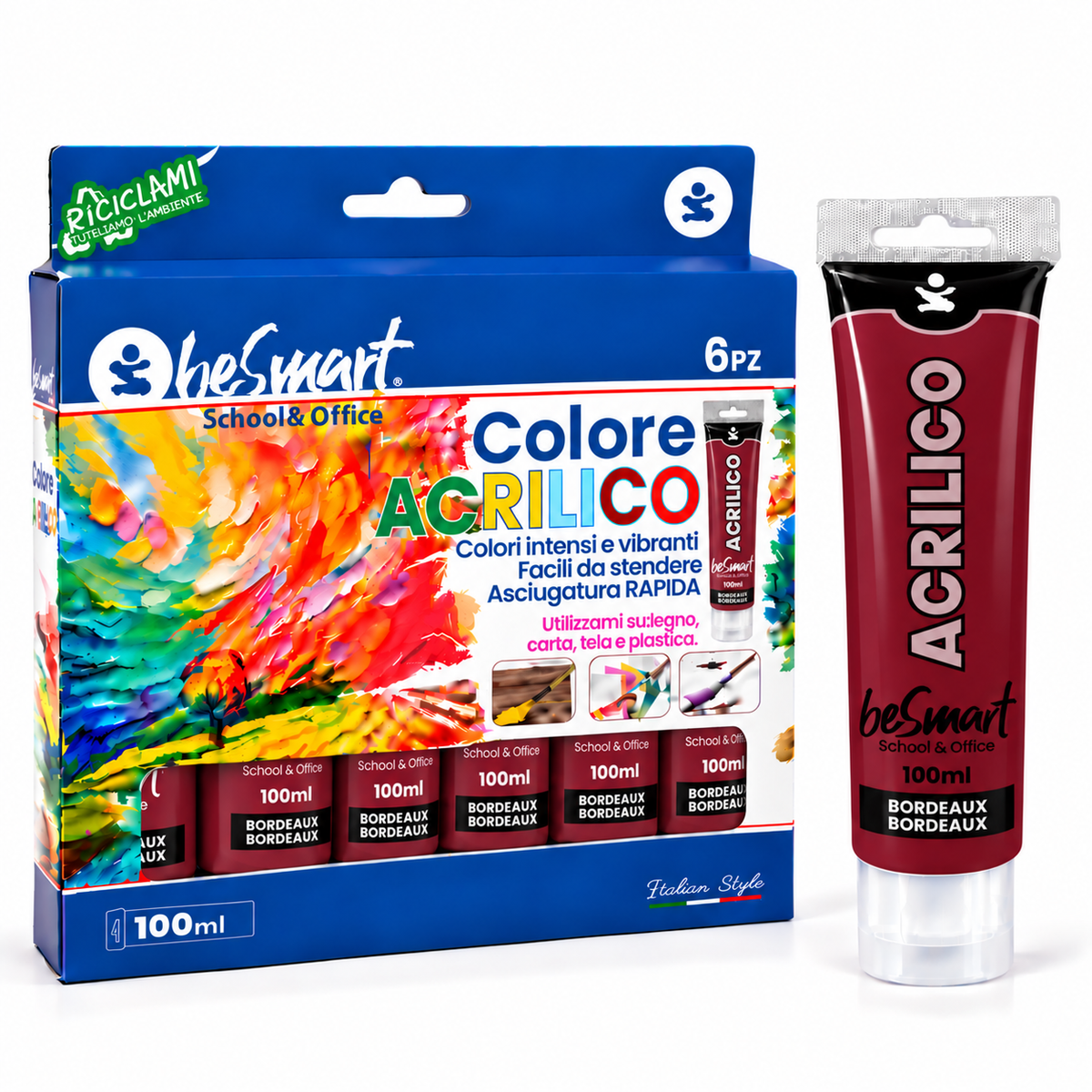 Tempera acrilica bordeaux 100 ml Be Smart