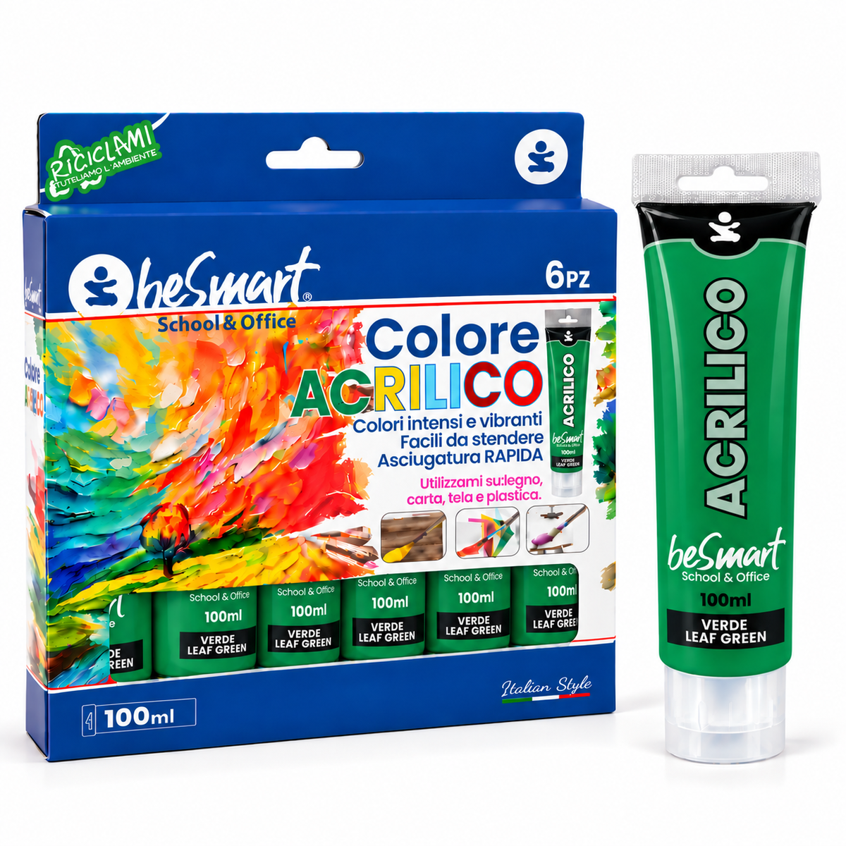 Tempera acrilica verde 100 ml Be Smart