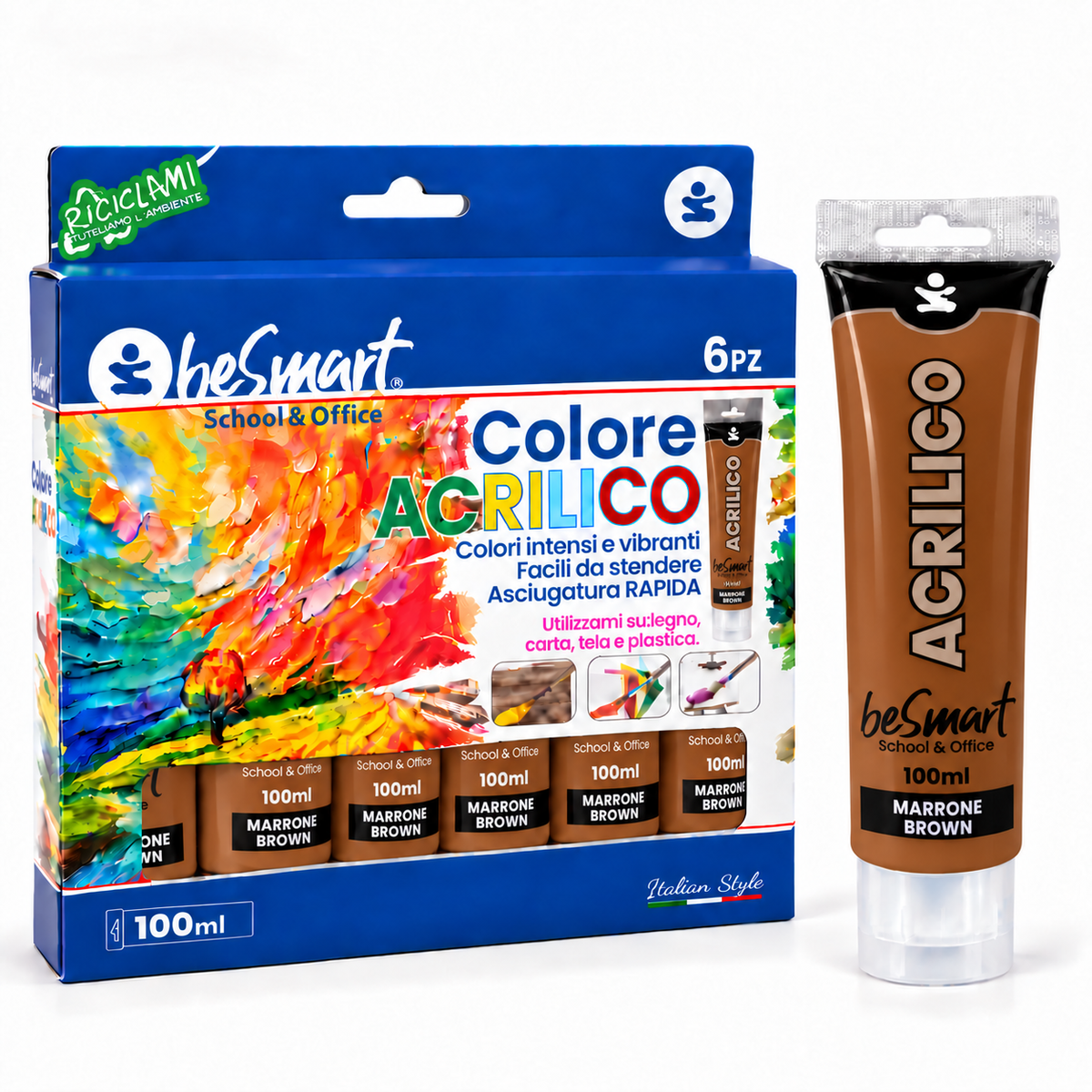 Tempera acrilica marrone 100 ml Be Smart