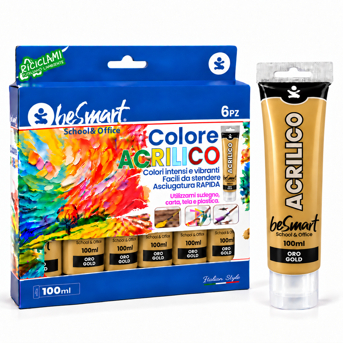 Tempera acrilica oro 100 ml Be Smart