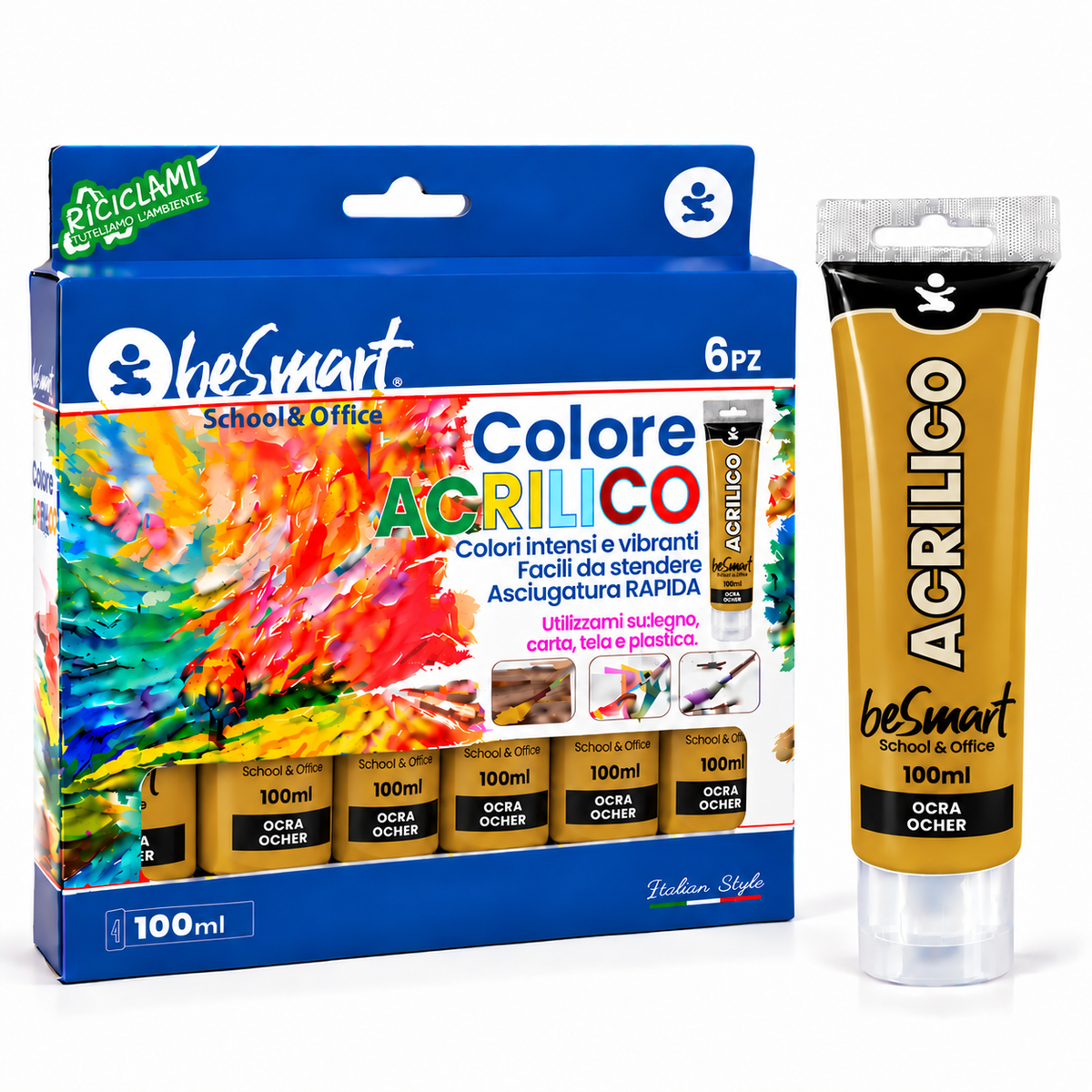 Tempera acrilica ocra 100 ml Be Smart