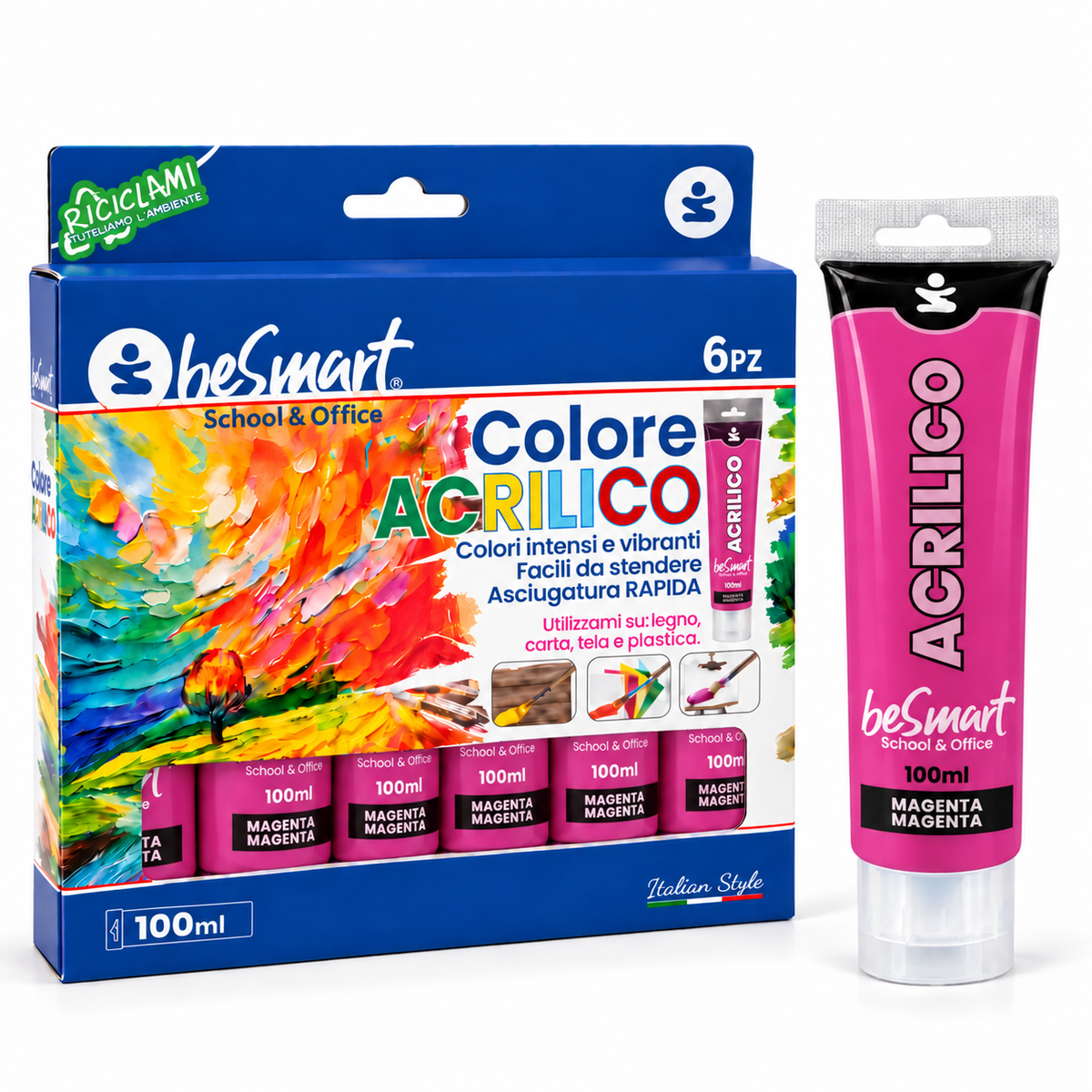 Tempera acrilica magenta 100 ml Be Smart