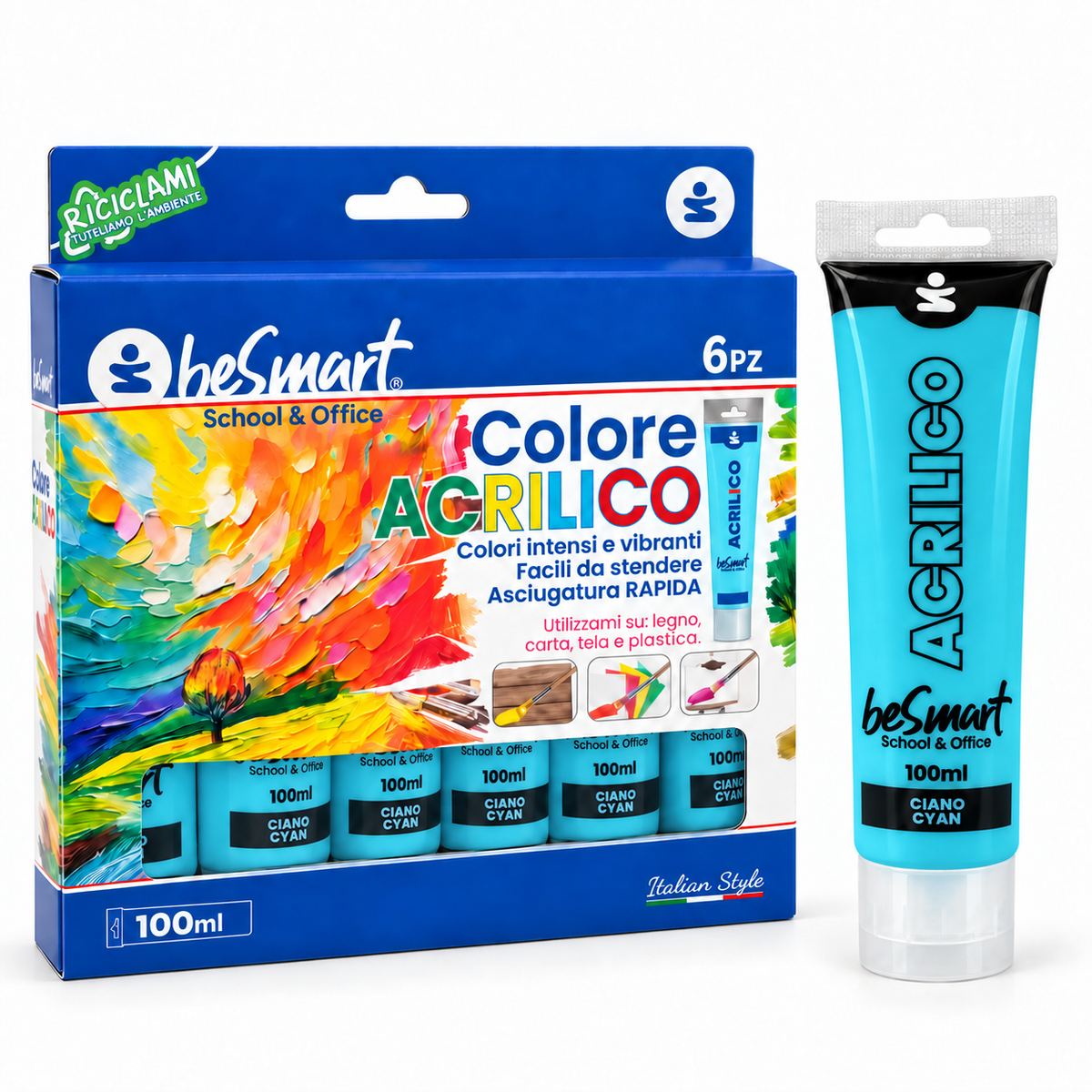 Tempera acrilica ciano 100 ml Be Smart