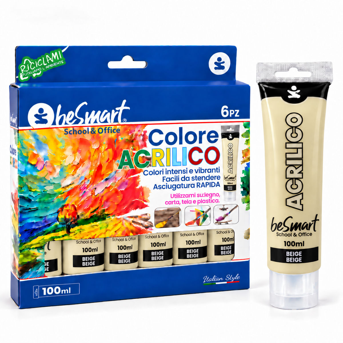 Tempera acrilica beige 100 ml Be Smart