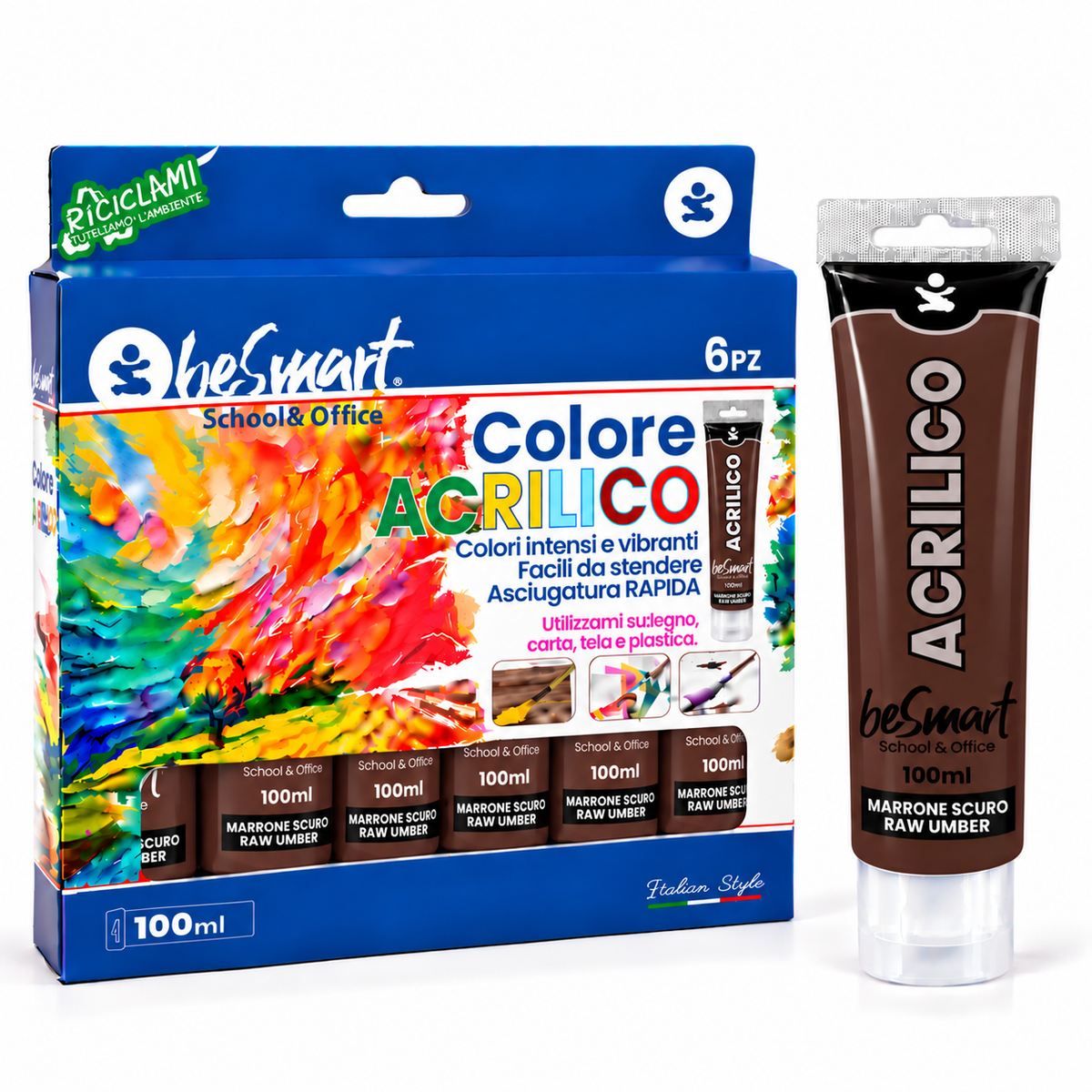 Tempera acrilica marrone scuro 100 ml Be Smart