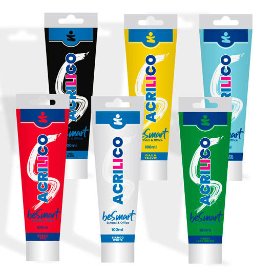 Tempera acrilica 6 colori assortiti 100 ml Be Smart