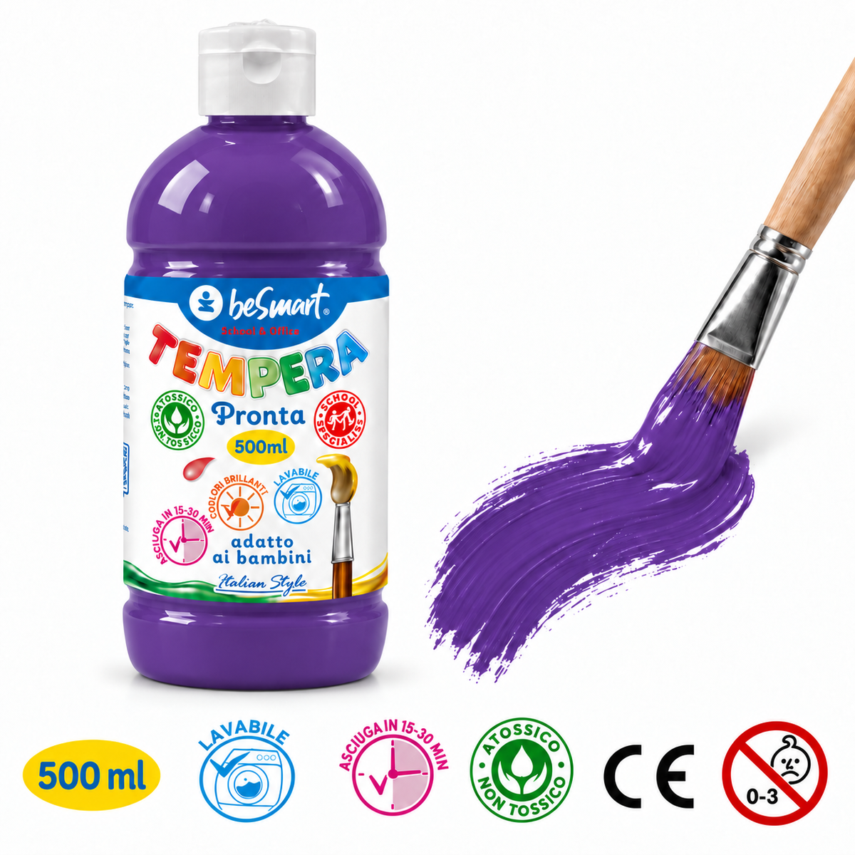 Tempera pronta 500 ml lilla Be Smart