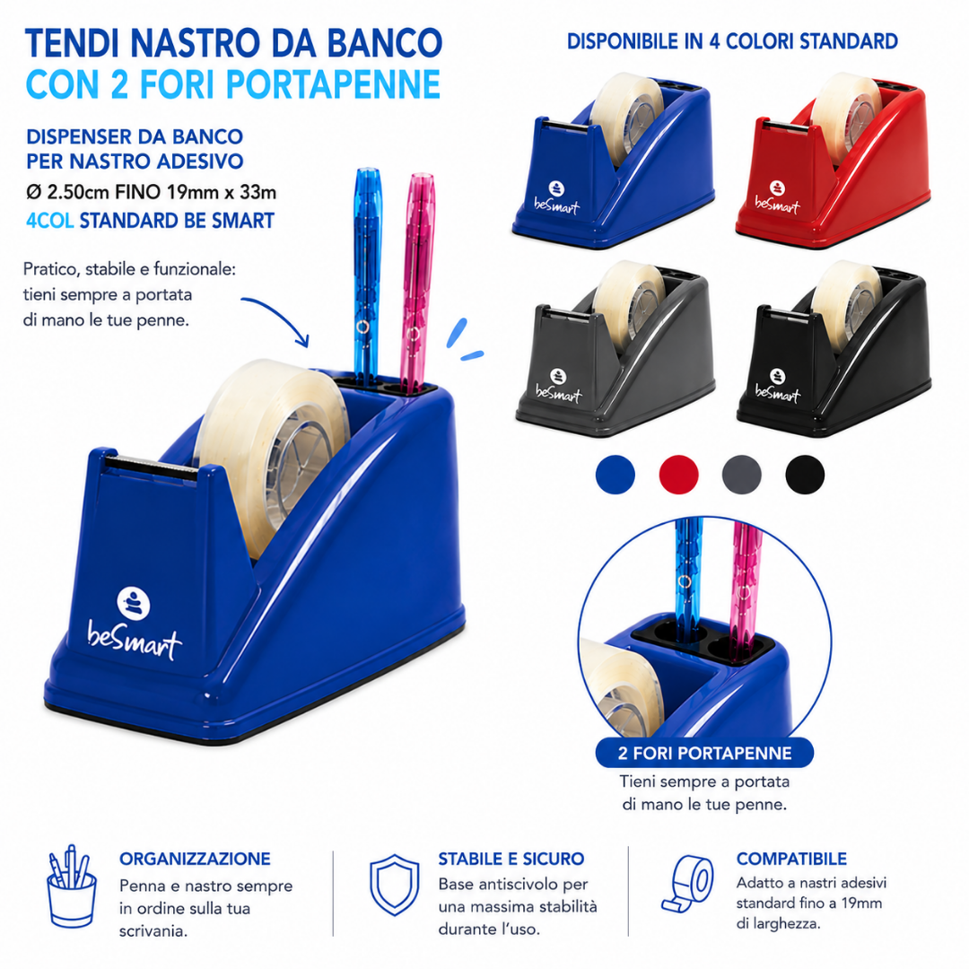 Dispenser da banco per nastro adesivo 4 colori standard Be Smart 1/12/48