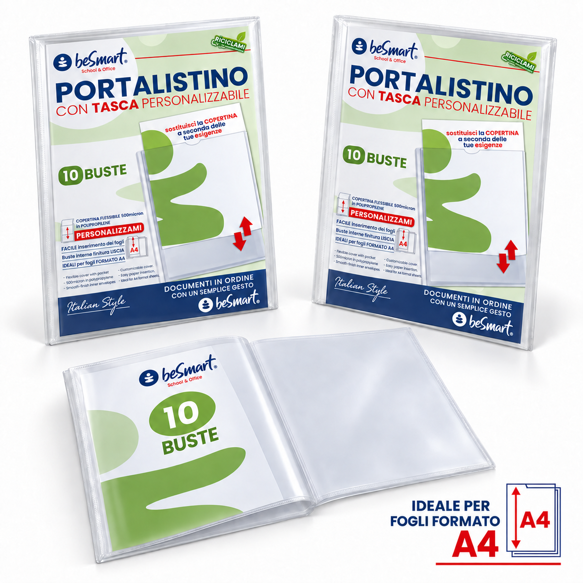 Portalistino 10 fogli personalizzabile Be Smart