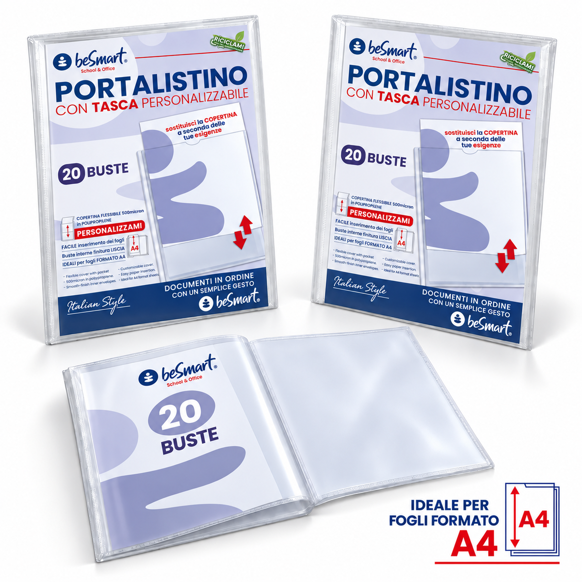 Portalistino 20 fogli personalizzabile Be Smart