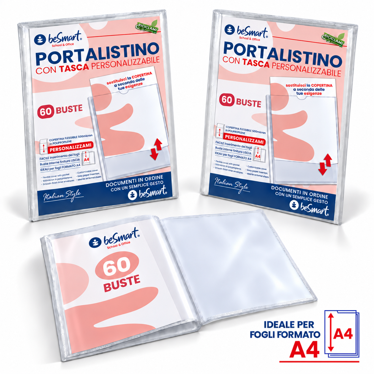 Portalistino 60 fogli personalizzabile Be Smart