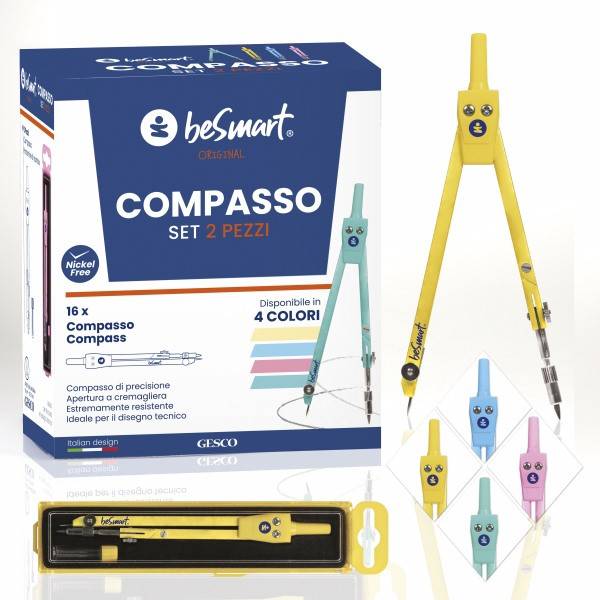 Compasso set 2 pezzi 4col assortiti in box da 16 pezzi Be Smart