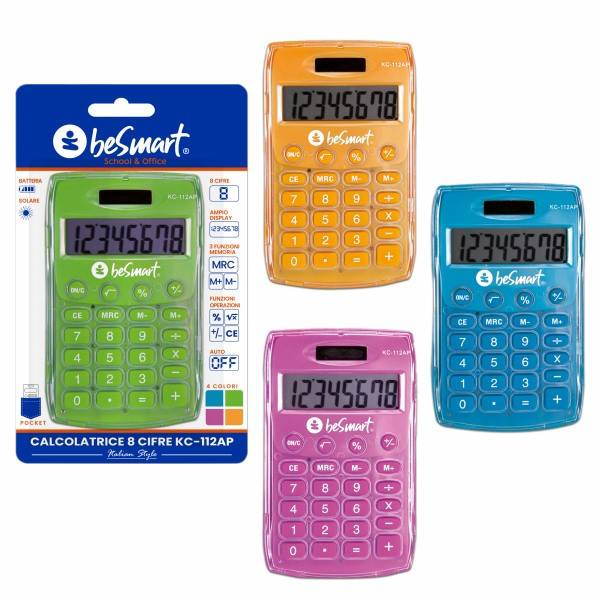 Calcolatrice trasparente 4 colori assortiti Be Smart