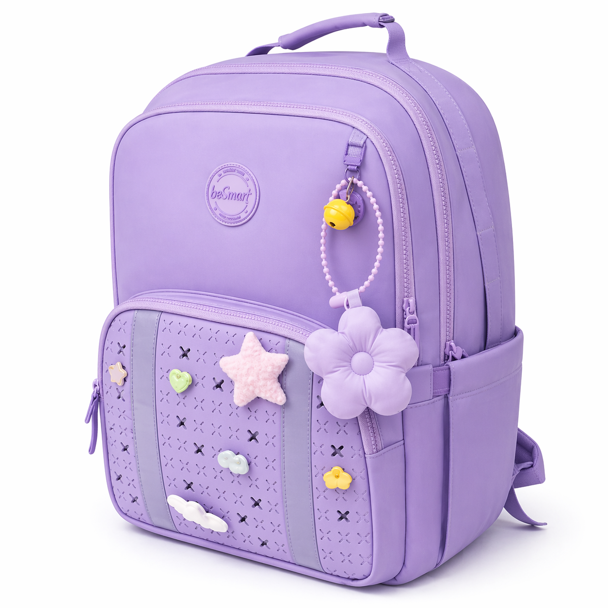 Zaino Smarty Pin Lilla BeSmart 41x28x20 cm | Zaino scuola personalizzabile per cartolerie e forniture