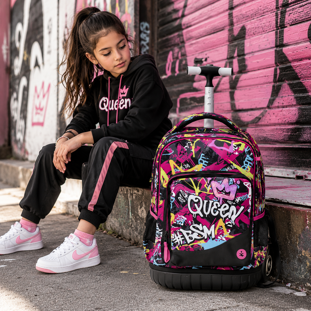 Zaino Trolley Premium Queen BeSmart 45x33x20 cm | Zaino scuola con ruote per cartolerie