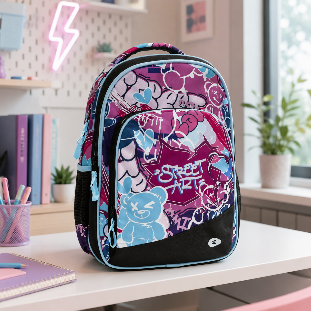 Zaino Premium Organizzato Street Art BeSmart 43x31x20 cm | Zaino scuola capiente per cartolerie
