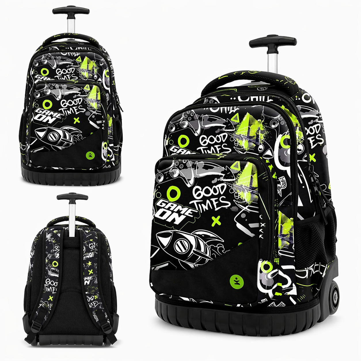 Zaino Trolley Premium Game On BeSmart 45x33x20 cm | Zaino scuola con ruote organizzato per cartolerie