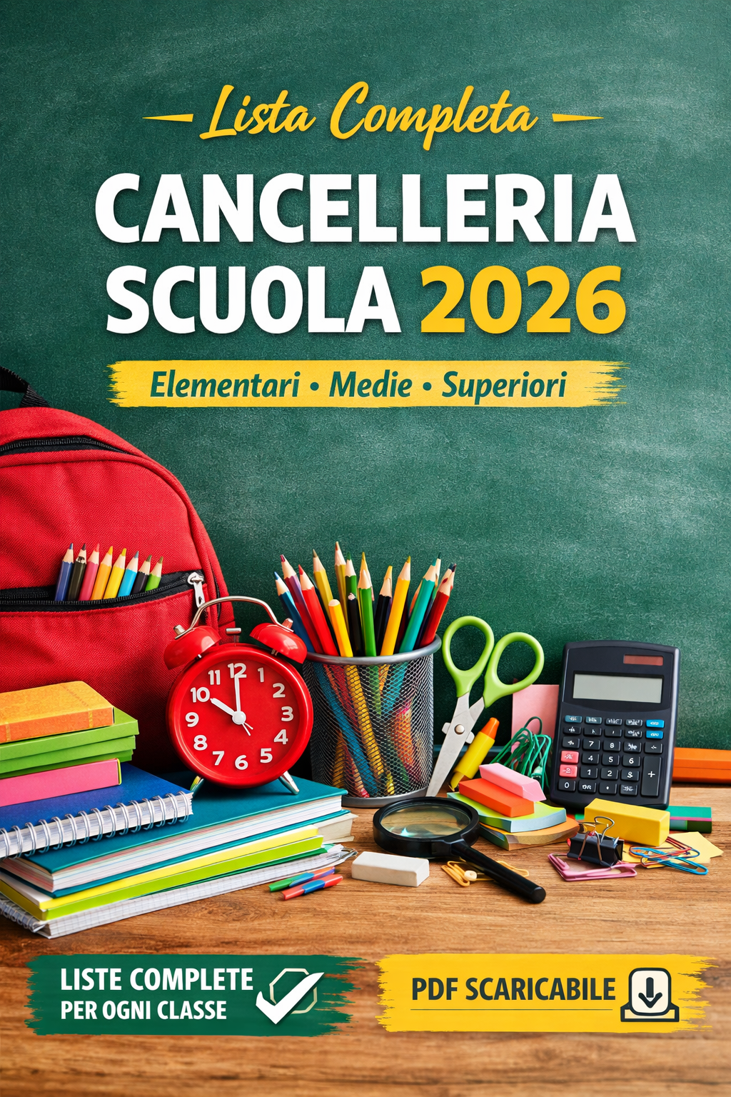 Lista completa cancelleria scuola 2026: tutto il materiale per elementari, medie e superiori
