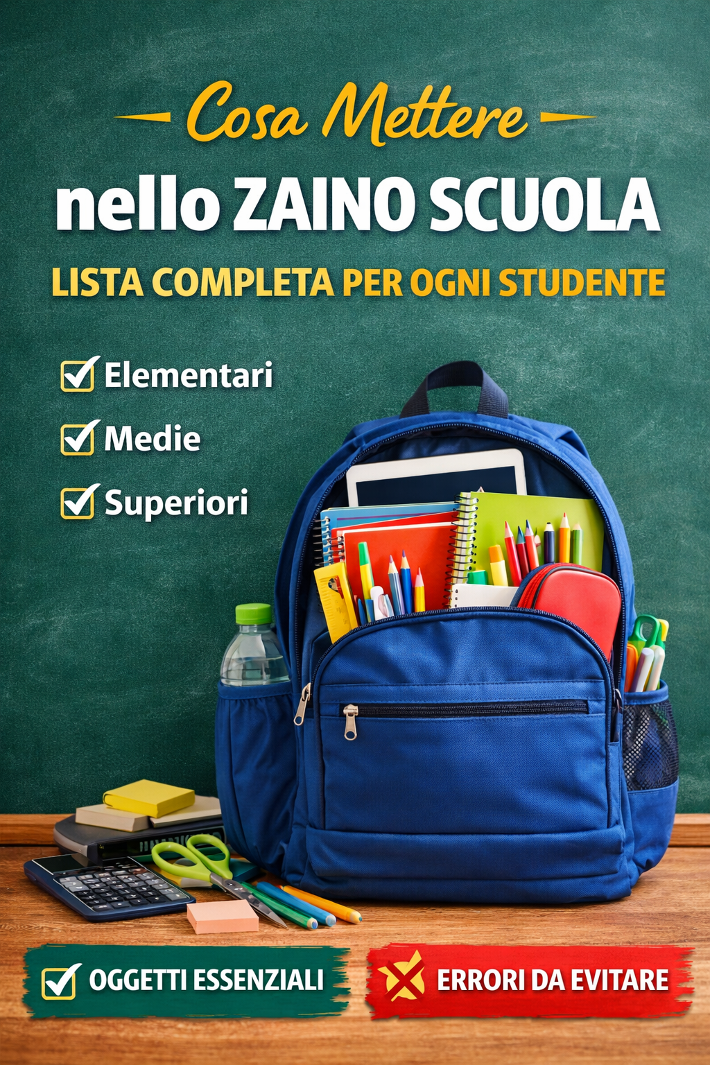 Cosa mettere nello zaino scuola: lista completa per ogni studente