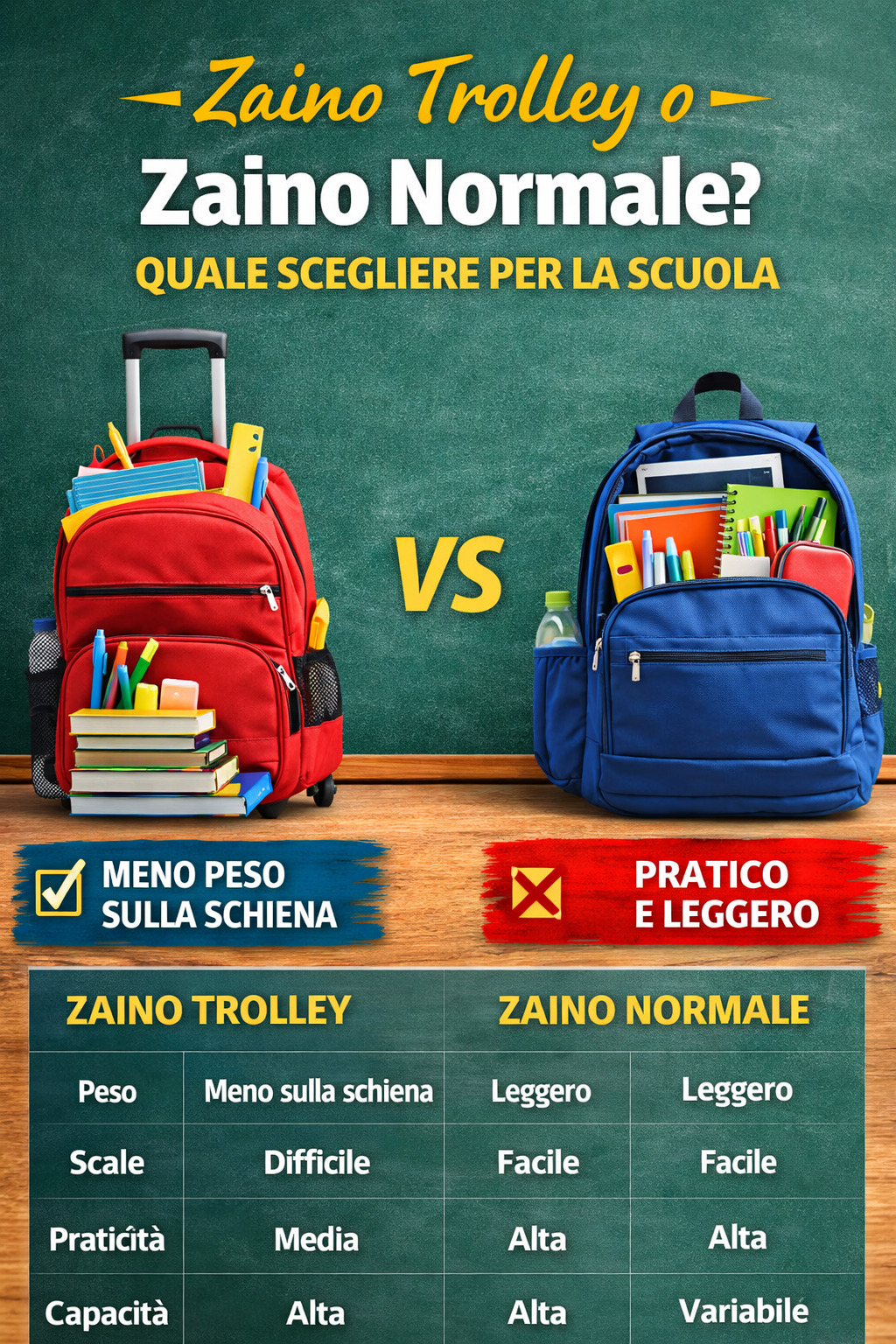 Zaino trolley o zaino normale? Quale scegliere per la scuola