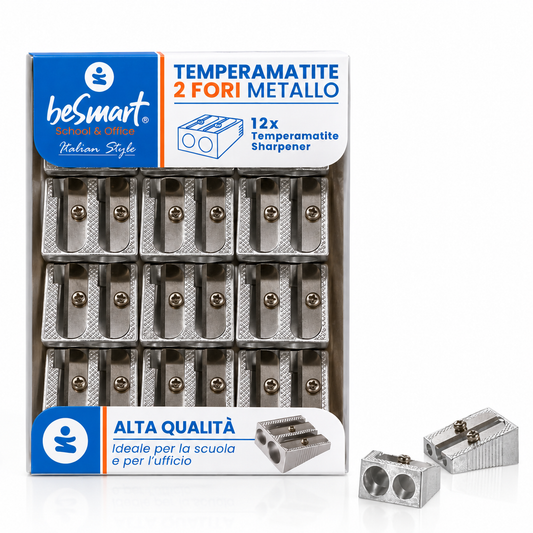 Box 12 pezzi temperamatite metallo 2 fori Be Smart
