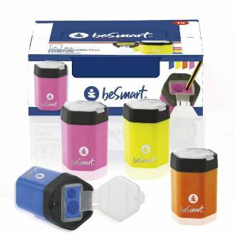TEMPERINO EXAGON 2FORI IN BOX 4 COLORI STD BE SMART - BeSmart School & Office