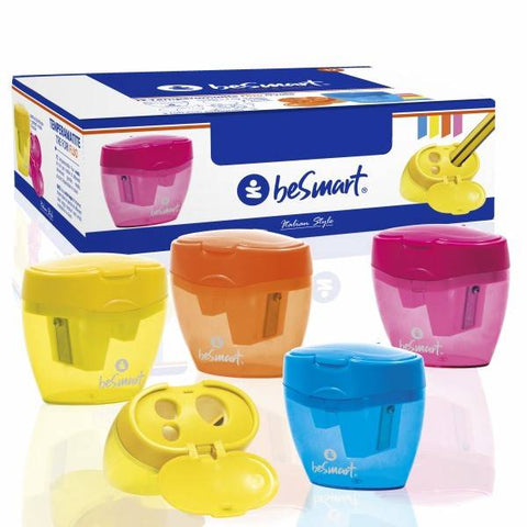Pencil sharpener 3 holes 4 fluorescent colors in a 12-piece display Be Smart