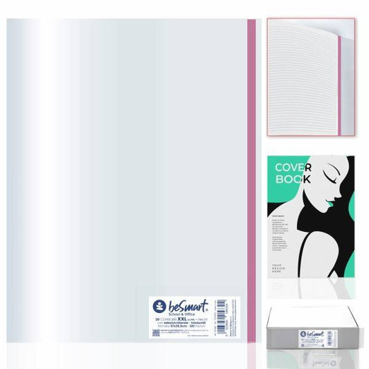 Cf 20 pezzi coprilibri XXL neutri 57x36.5 cm 120mic con adesivo laterale Be Smart